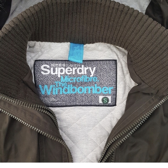 Womens Superdry Japan Microfibre Windbomber Hooded Jacket, Khaki Green Small - Picture 9 of 16
